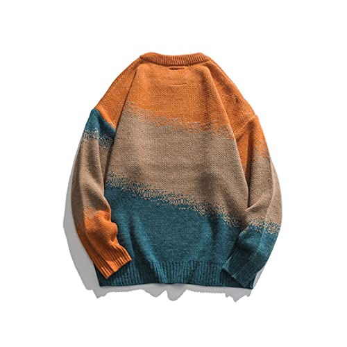 Pulcykp Autumn and Winter Men's Sweater New Round Neck Tie-Dye Gradient Oversized Sweater Loose2