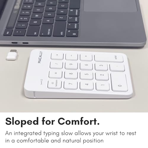 Macally USB C Wireless Number Pad | Numeric Keypad for Mac MacBook iMac | Wireless 10 Key for Laptop PC Computer Notebook Surface Chrome (2.4G USB) Perfect for Data Entry Numpad Number Keyboard