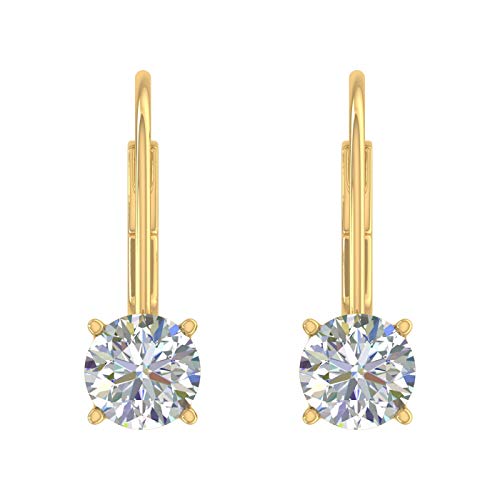 0.40 to 1 Carat Diamond Leverback Drop Earrings in 14K Gold - IGI Certified2