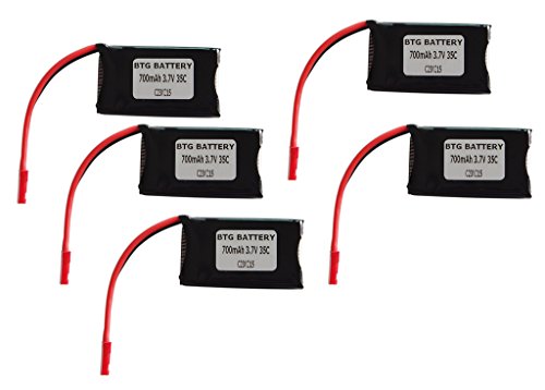BTG 3.7V 700mAh 35C Upgrade Battery for Traxxas LaTrax Alias Quadcopter-Pack of 5