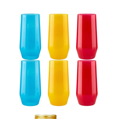 GoldArea Highball Glasses Set of 6, 18 oz, Multicolor Drinking Glasses, Tall Glass Cups, Vintage Style Recycled Glass Cups for Whiskey, Wine, Cocktails, Water, Juice, Ice Tea