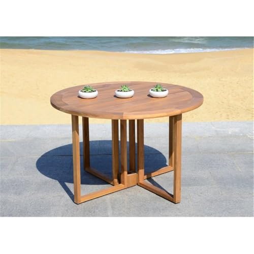 Safavieh PAT7036A Outdoor Collection Wales Teak Round 47.24 Inch Dining Table thumb #1