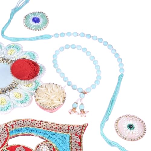 Image of Traditional Rakhi For Bhai- Bhabhi For Raksha Bandhan| Handcrafted Thread Bracelet For Brother| Indian Designer Rakhi for Bhaiya & Bhabhi Combo