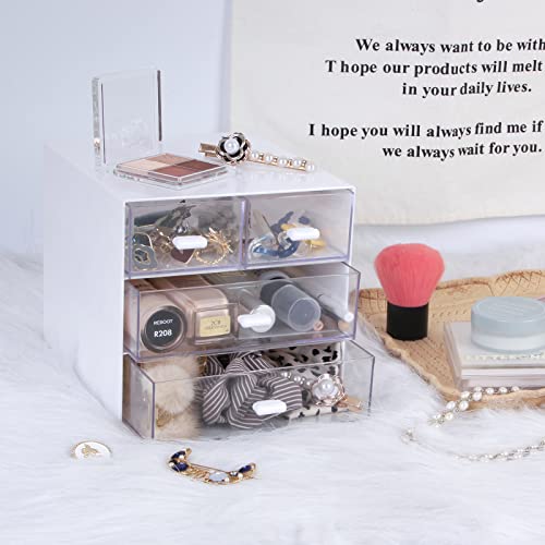 Zyners Desk Organizer With Drawer, Office Organizer With 4 Drawers, Desk Storage Box For, Desktop, Dressing Table, Office, School, Home, Plastic Box And 4 Acrylic Drawers(White) #TOP3