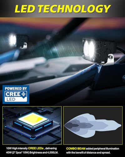 Image of 3 Inch 40W CREE LED Pods with Wiring Harness & Black Covers