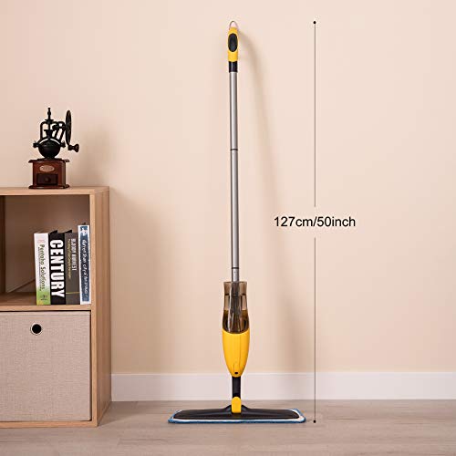 Yocada Microfiber Spray Mop with Total 2 Washable Mop Pad for Hardwood Ceramic Marble Tile Laminate Home Kitchen Floor Cleaning Wet and Dry Easy Wring 600ml