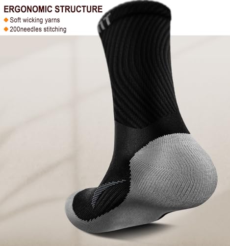 KEMISANT Men Socks, Athletic Crew Socks Compression for Men Sports Running Cushioned Footbed Arch Support2