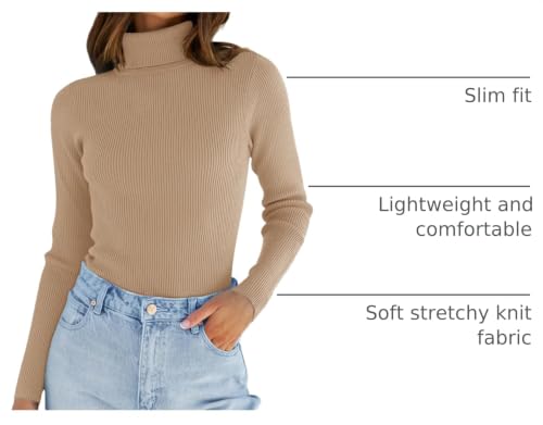 Image of ZESICA Women's Turtleneck Long Sleeve Shirts 2026 Spring Trendy Tops Slim Fitted Ribbed Knit Basic Casual Sweater