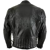Xelement B96333 Men's 'Flying Mayhem Skull' Black Premium Leather Armored Motorcycle Jacket