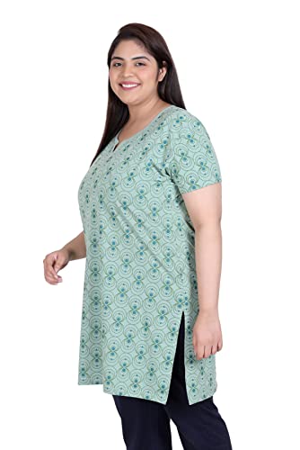 Image of In Love Women's Cotton Plus Size Longline T-Shirt Half Sleeve with Pockets | Cotton fabric - soft longline T-shirt with easy plus-size fit