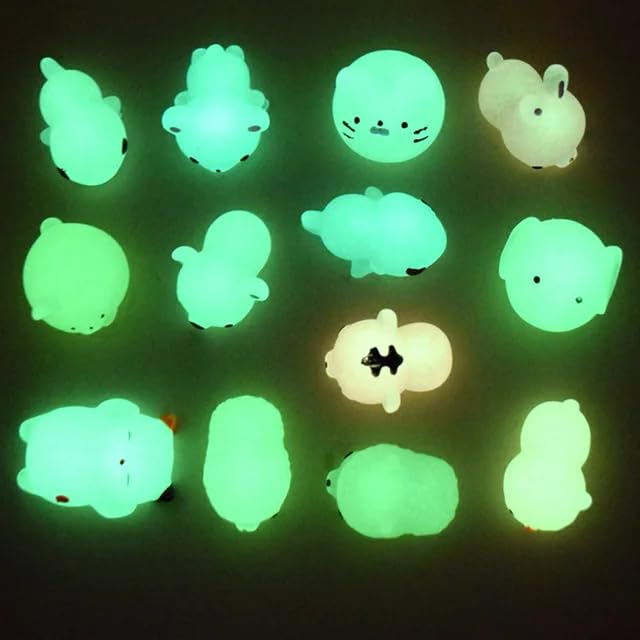 Image of Glow in The Dark Mini Squishy Animal Toys, Kawaii Stress Relief Mochi Squishies,, (15 Pieces)