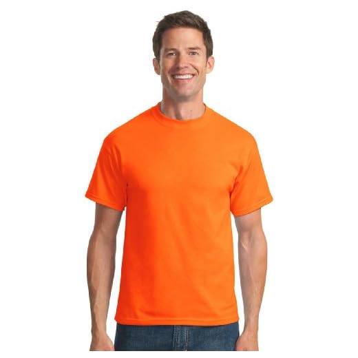 Port & Company Men's Tall 50/50 Cotton/Poly T Shirts 4XLT Safety Orange