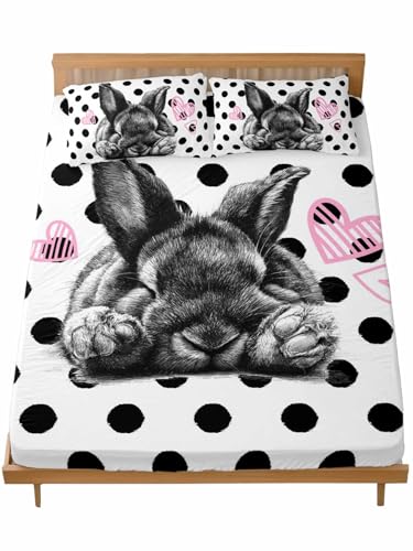 Voiremfuc Black Easter Twin Fitted Sheet Set, Spring Modern Cute