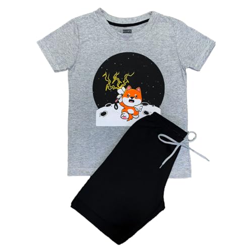 Conjunto Infantil Masculino Primavera Verão Estampada Menino Camiseta + Short 1 a 8 anos (Lobo Thor,