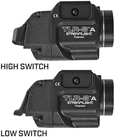 Streamlight 69414 TLR-8A Flex 500-Lumen Low Profile Pistol Light with Integrated Red Laser for Select Handguns, Includes Rear Switch Options, Mounting Kit, and Keys, Black