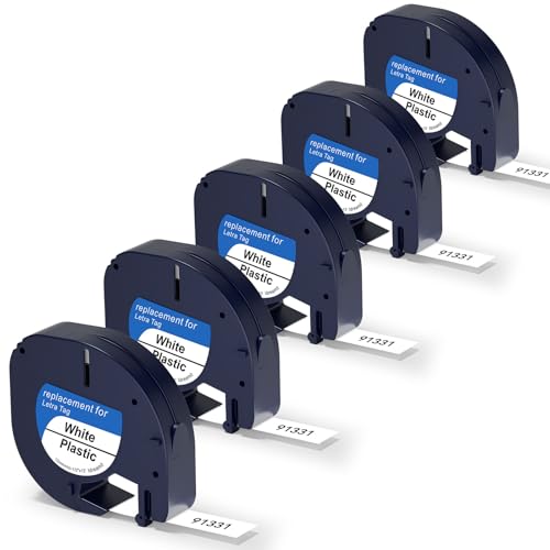 Dymo Letratag Refills 91201 91331 S0721660 ���x�����[�J�[�e�[�v �z���C�g �v���X�`�b�N 12mm x 4m 1/2�C���` x 13�t�B�[�g Dymo Letra Tag LT-100H LT-100T Plus 