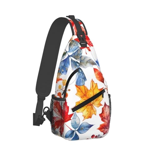 Mochila deportiva estilo Sling con patrón de hojas otoñales miniatura 3