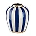 Produktbild GILDE Vase Elio - Keramik - bauchig - glasiert - gestreift - blau weiß - Höhe 30cm x Ø 26cm - Filzgleiter und wasserdichte Vase