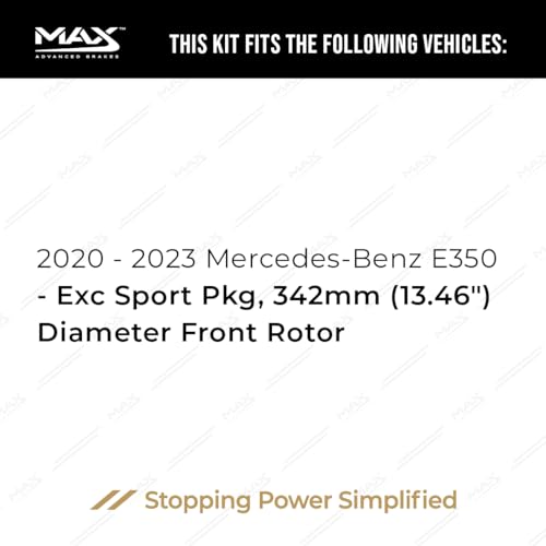 Image of Max Advanced Brakes Front Brake Kit Compatible With 2020 2021 2022 2023 Mercedes-Benz E350 Excl. Sport Pkg Replacement Premium OE Disc Brake Rotors and Ceramic Brake Pads