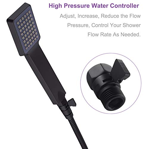 Shower Water Flow Restrictor, Aplusee Brass Pressure Regulator Cut Off Control Valve With Adjustable On Off Switch Handle For Universal Shower Head And Arm (Matte Black-) #TOP7