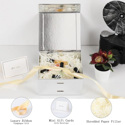 Small Gift Boxes with Lids for Presents Silver Gift Box 5 Pack 6X6X3 Inch by BoxSkivra - Used condition - Image 2