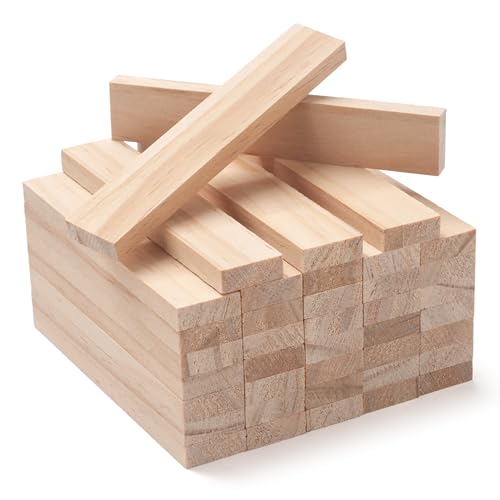 Holzleisten Holzstäbchen Holzklötzchen zum Basteln 22 x 8 x 120 mm, 40 Stück Holzlatten Holzstäb Bastelholz, Natur Unfertige Kantholz Holzstab Holzstange Hartholz Dübel für Modellbau