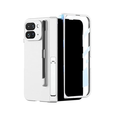 TRIPLE RIVER�EFor Pixel 11 Pro Fold �P�[�X �ϏՌ� �J�o�[ �����K���X+�v���X�`�b�N �O�ʋ����K���X �X�^���h�@�\ �y���z���_�[�t�� For �s�N�Z��11 �v�� �t�H�[���h(�V���o�[)