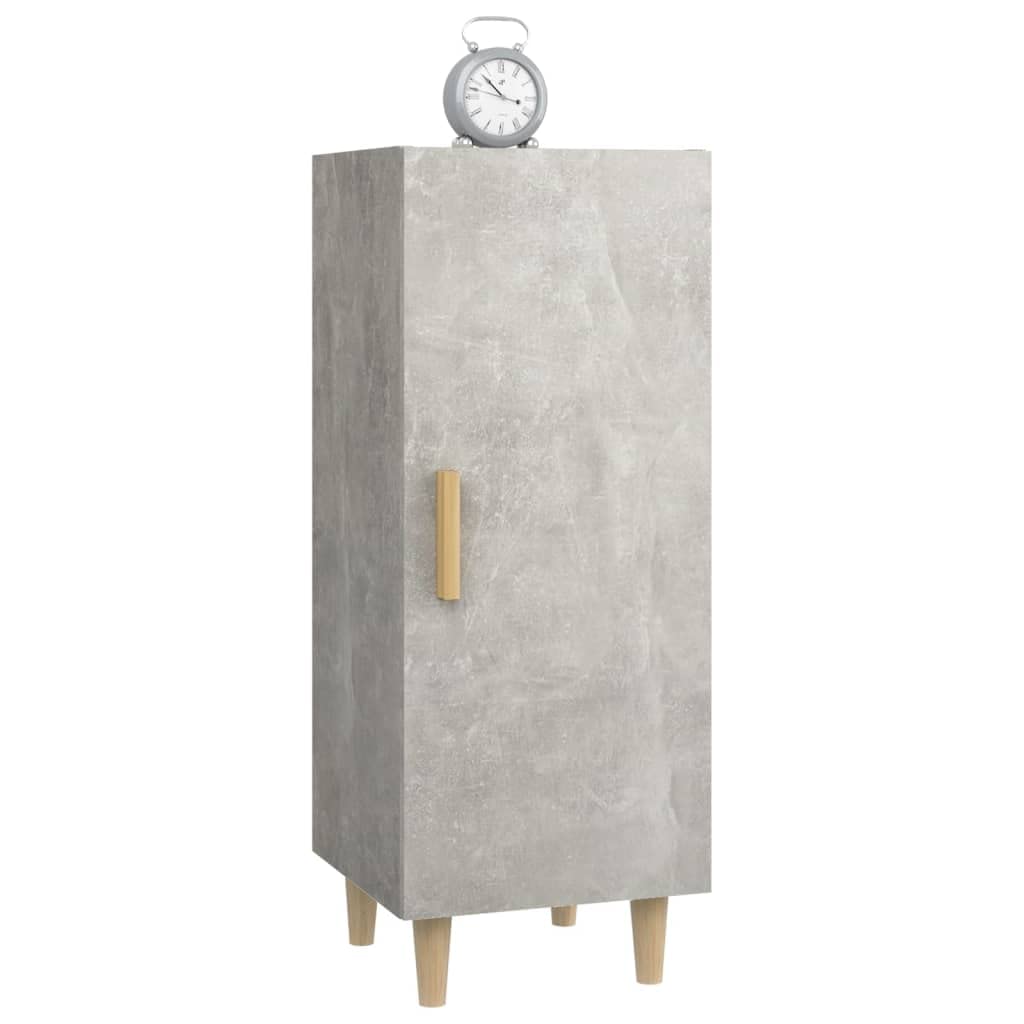 Aparador gris hormigón 34,5 x 34 x 90 cm, material de madera, buffet robusto con espacio de almacenamiento, armario auxiliar versátil para salón, comedor