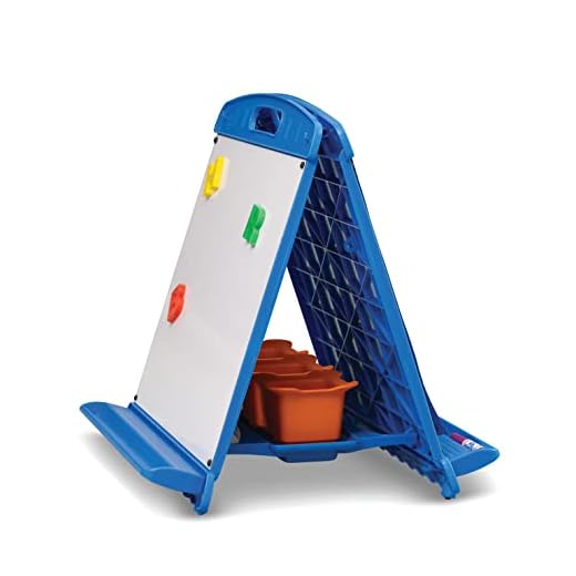 Copernicus Tabletop Kids Easel, Portable Art Easel Includes 2 Magnetic Dry Erase Boards, Pocket Chart, 3 Removable Storage Bins for Children's Art Supplies, Handle and Collapsible for Kids Easy Carry