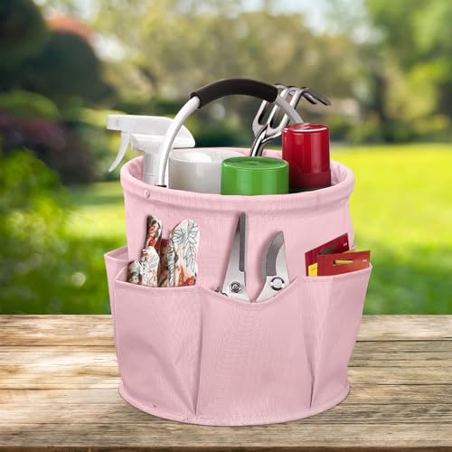 Organizador de productos de limpieza, organizador plegable para casa y jardín con 6 compartimentos para dispositivos, herramientas, utensilios de limpieza (rosa) - imagen 5
