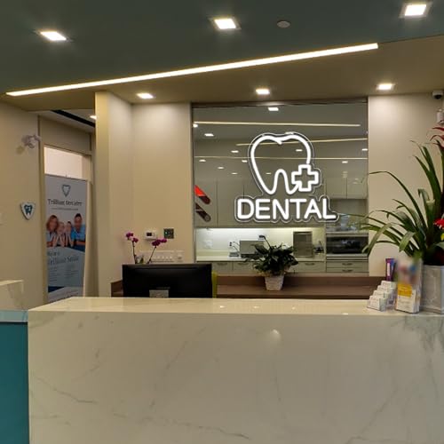 Image of Dental Neon Signs for Wall Decor Neon Lights for Bedroom Led Business Signs Suitable for Dental Clinic Christmas Gift Led Art Wall Hanging Decorative 5V Power Adapter, 12.2 * 14 Inch(White)