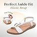 Saidoteto Women’s Flat Sandals with Arch Support, Lightweight Open Toe T-Strap Slingback Sandals, Comfortable Slip-On Walking Summer Shoes for Casual & Dressy.White Size 7 WFS2510031
