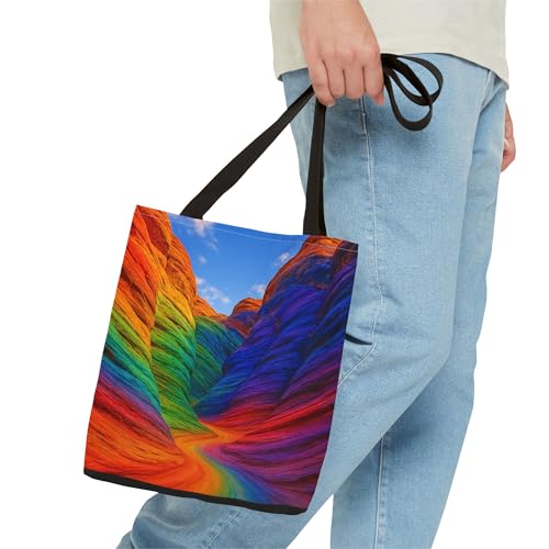 A Canyon Painted with Every Color of the Spectrum Premium Tote Bag with Reinforced Stitching3