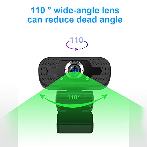 Webcam Full HD 1080p com microfone，Webcam Angulo Amplo USB para Laptops e Desktop