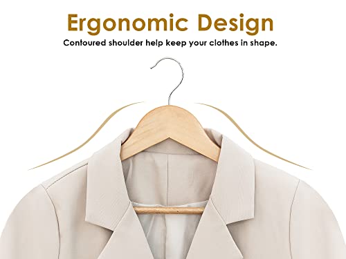 StorageWorks Wooden Hangers 20 Pack, Wood Coat Hanger for Coats, Shirts, Jackets, Pants, Suits, Natural Wood Color