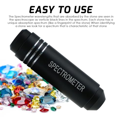 Pocket-Sized Handheld Diffraction Spectroscope - Portable Grating Gemological Spectrometer with Jewelers Eye Loupe for Quick Gemstone Identification
