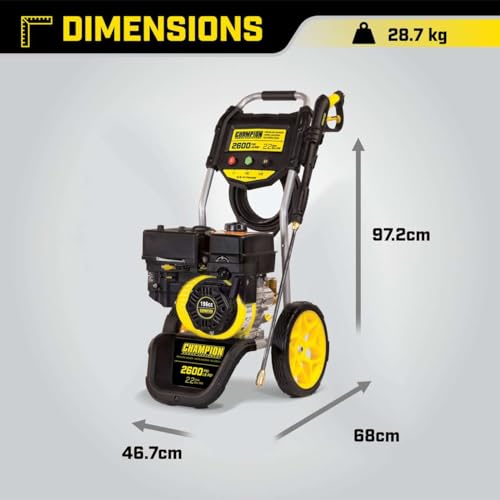 Champion Power Equipment Petrol Pressure Washer, Jet/Power Washers for Patio and Car, High pressure, 2600 PSI, 179 Bar, 196cc, 3 Quick Connect Nozzle, Portable Patio Cleaner, Driveway, Garden 100382 - Image 4