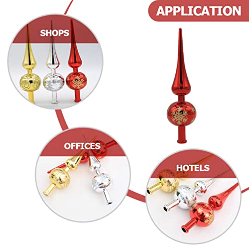 Nuobesty Christmas Tree Topper Plastic Christmas Tree Topper Blown Plastic Xmas Tree Finials Hand- Painted Treetop Plastic For Christmas Tree Ornaments (Red) #TOP1