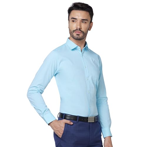 Image of Park Avenue Men Slim Fit Fil-A-Fil Pattern Pure Cotton Semi Cutaway Collar Full Sleeve Formal Shirt
