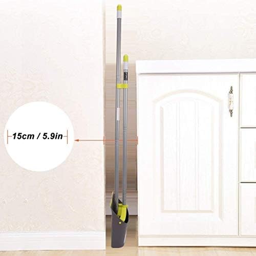Amazon Brand - Umi Dustpan and Brush,Indoor kitchen Garge Lobby Floor Cleaning Long Handled Dustpan and Brush Sets,Upright Stand Up Broom and Dustpan Set