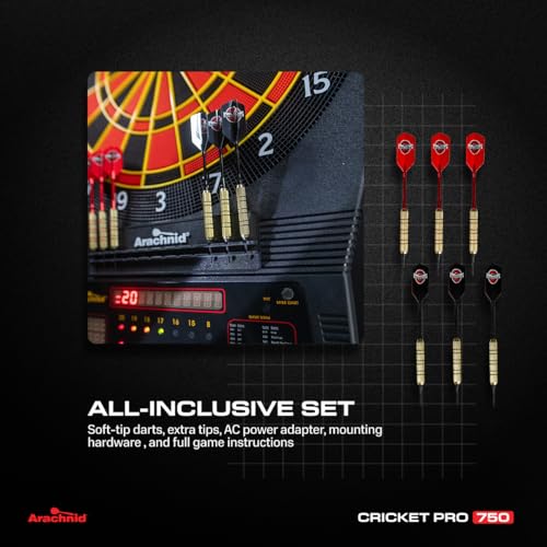 Arachnid Cricket Pro 750: 15.5” regulation size featuring 36 games and 175 options. Includes 8-player LED scoring with a tri-color Cricket display and high-durability NylonTough segments by Arachnid - Image 6