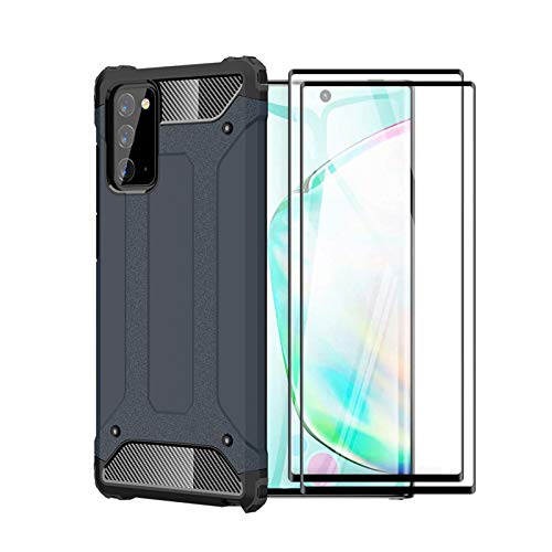 FANFO® Coque pour Samsung Galaxy S20 FE/S20 Fan Edition(4G/5G), Etui Protection TPU + PC Premium [Tough Armor ] Heavy Duty Ultra Slim Antichoc Housse, Bleu Marine + 2 Pack Écran Protecteur Cover