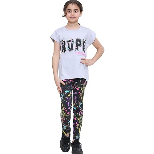 T-shirt gris et legging Splash pour filles de 5 à 13 ans
