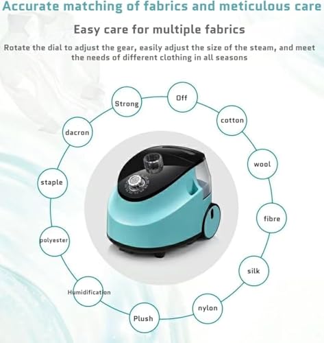 Image of Standing Garment Steamer, 2000W Vertical Clothes Steam Iron Standing Garment Steamer With Height Adjustable Steamer And Built-in Ironing Board, Large Water Tank- Blue Color