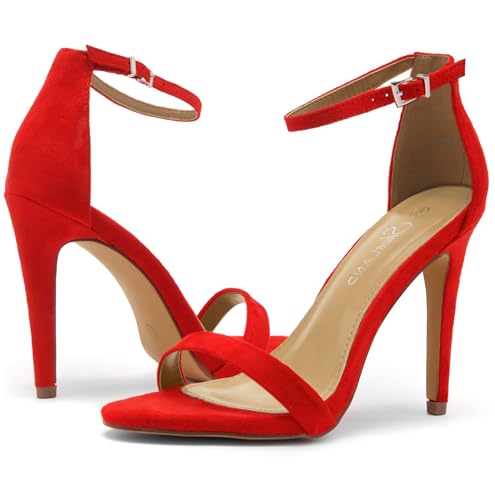 Image of Shoe Land Women's High Heels - Open Toe Stiletto Heels with Adjustable Ankle Strap | Dressy Sexy Strappy Heeled Sandals for Wedding, Prom, Party & Evening Wear