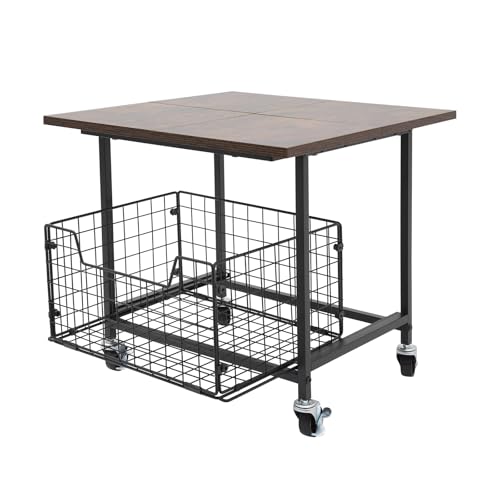PattenlLevi Mini soporte para frigorífico con almacenamiento, 50 x 50 x 44,2 cm, soporta 136 kg, organizador portátil para frigorífico portátil con ruedas, pequeño soporte para frigorífico para el