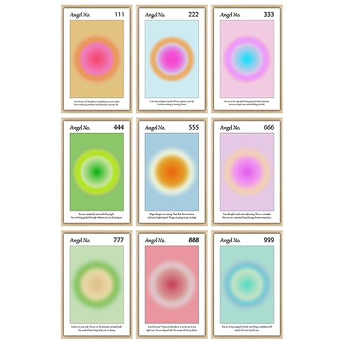 Aura Angel Numbers Poster Sets of 9 for Home Room