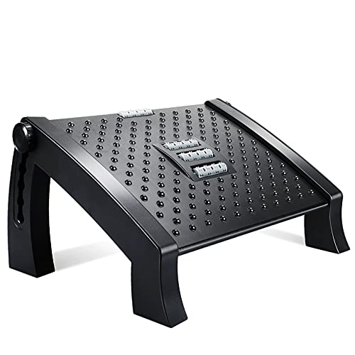 POWERAXIS Footrest Under Desk, Height Adjustable Under Desk Foot Rest with Massage Surface, Ergonomic Comfort Home & Office Foot Stool for Desk
