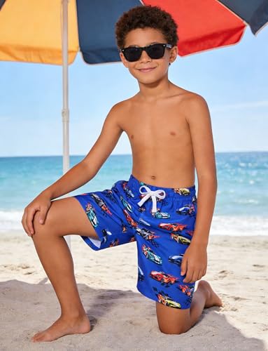 ZenGents Boys Swim Trunks with Compression Liner Size 12 14 16 Hawaiian Youth Teen Bathing Suit Boy's Kids Car Swimwear Swim Swiming Board Shorts Trunk — view 2