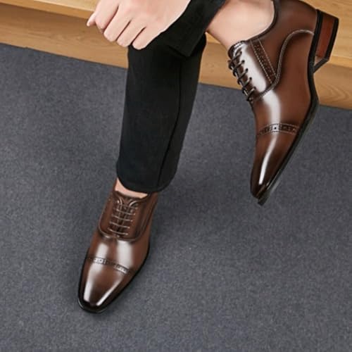 Comfortable Leather Lace Up Oxford Shoes for Men Elegant for Business and Formal Events3